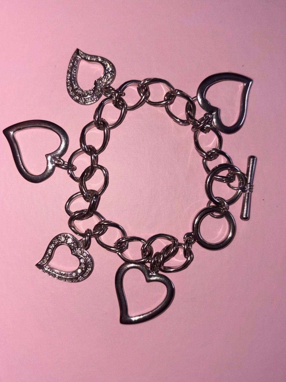 Silver charm heart bracelet